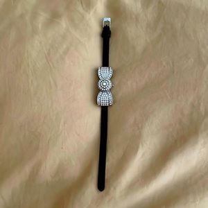 Disney Parks crystal bow and leather Minnie-themed watch